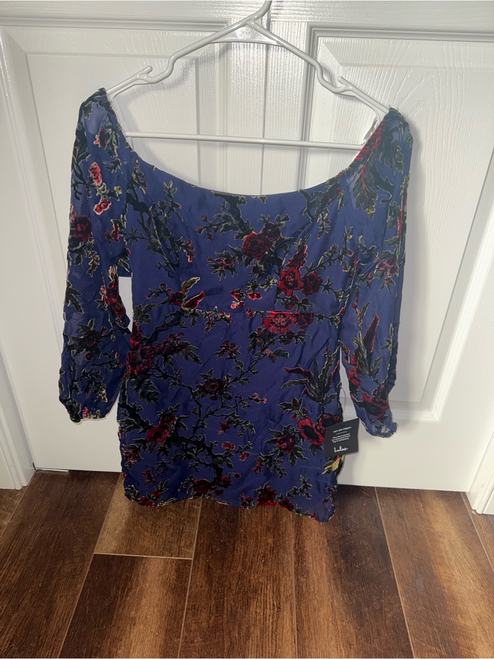 Off-Shoulder Floral Blue Women’s Top